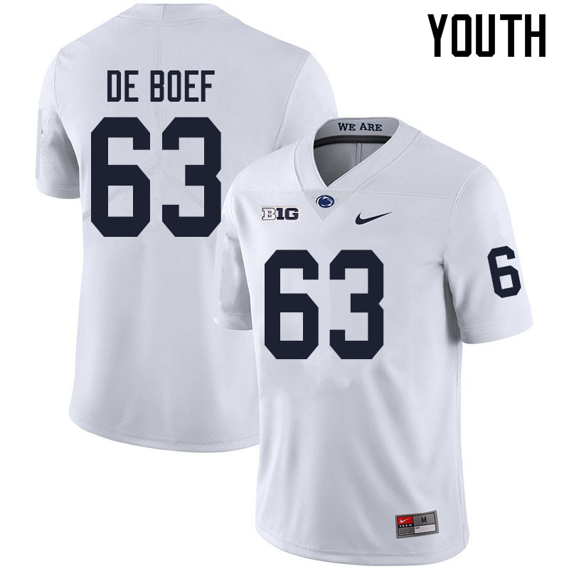 Youth #63 Collin De Boef Penn State Nittany Lions College Football Jerseys Sale-White